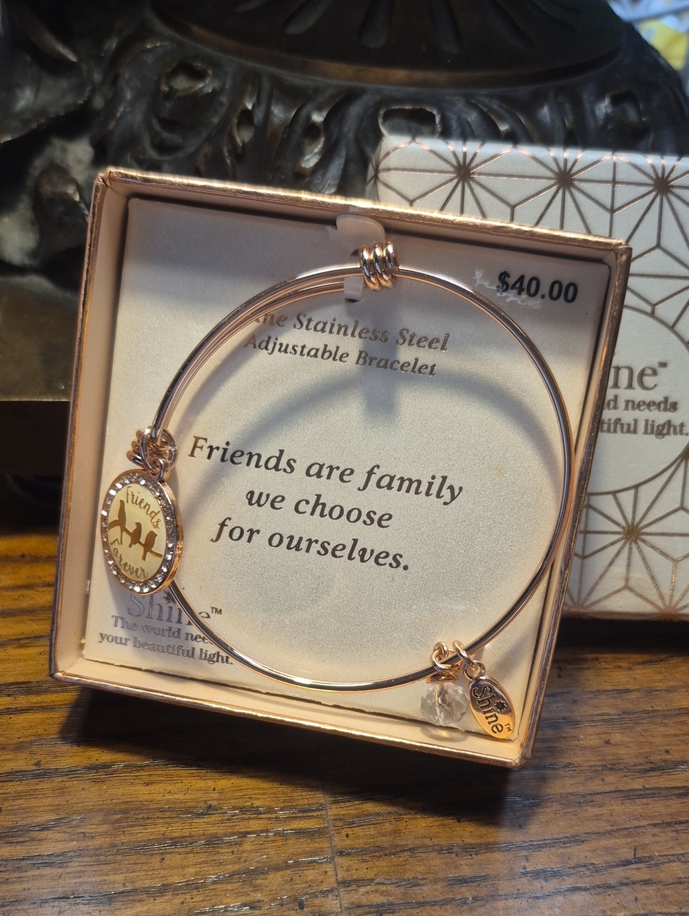 Shine Friends Forever Rose Gold Bangle Bracelet New